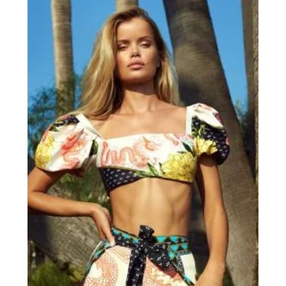 Agua Bendita Voila Calista Puff-Sleeve Floral Top XL — Resort Boho - Picture 1 of 9